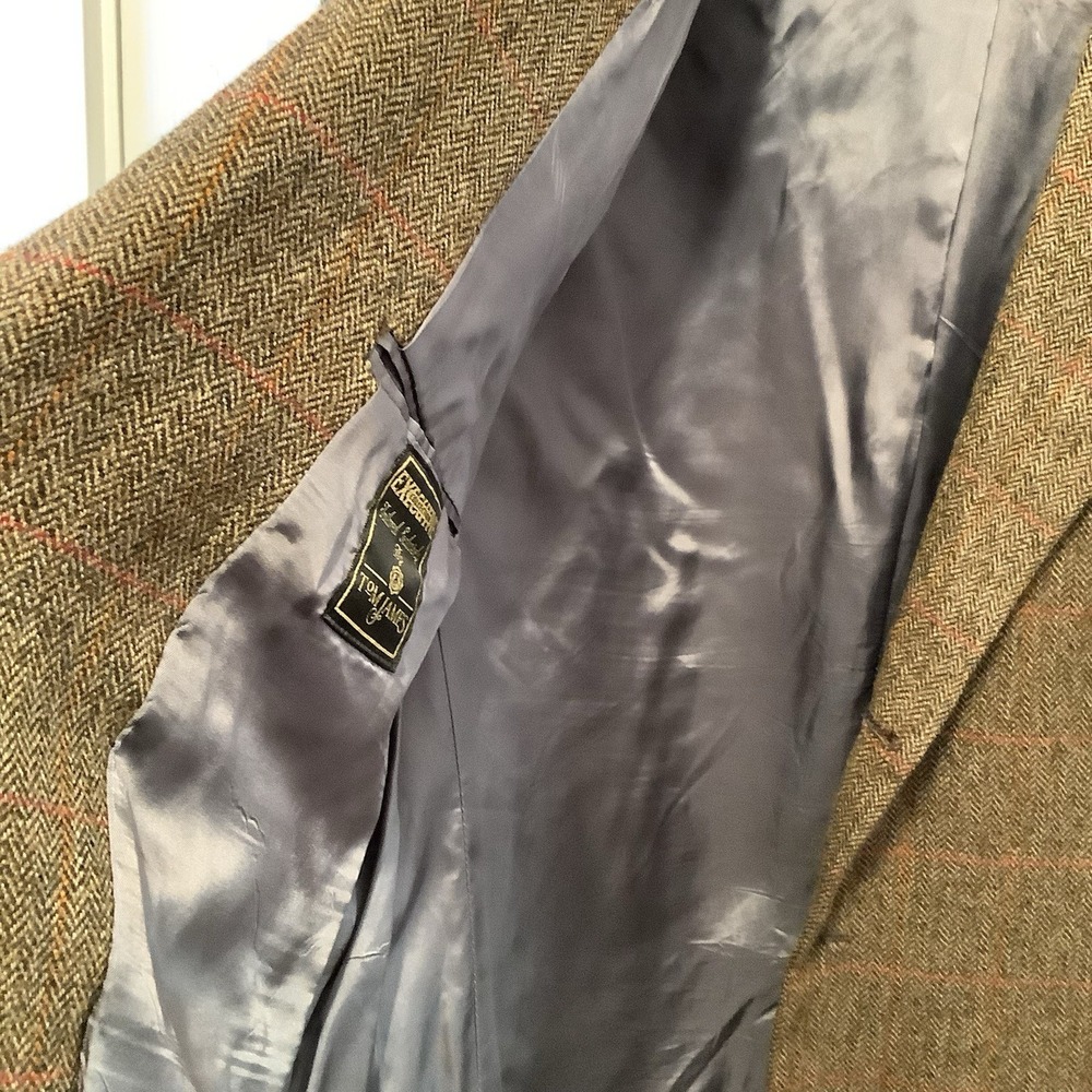 Tom James Men's Approx 44L Alpaca Wool Herringbone Tweed Sport Coat - Picture 4 of 6